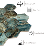 Tenedos Emerald Hexagon Porcelain Mosaic Tile- 1 piece